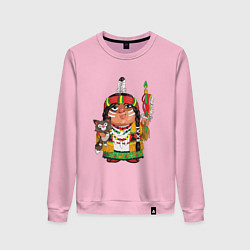 Свитшот хлопковый женский Забавные Индейцы 9, цвет: светло-розовый