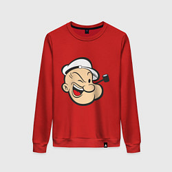 Свитшот хлопковый женский Popeye Face, цвет: красный