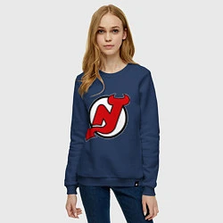 Свитшот хлопковый женский New Jersey Devils, цвет: тёмно-синий — фото 2
