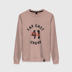 Свитшот хлопковый женский Far East 41 Crew, цвет: пыльно-розовый