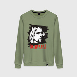 Свитшот хлопковый женский Nirvana: Kurt Cobain, цвет: авокадо