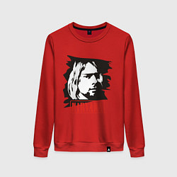 Свитшот хлопковый женский Nirvana: Kurt Cobain, цвет: красный