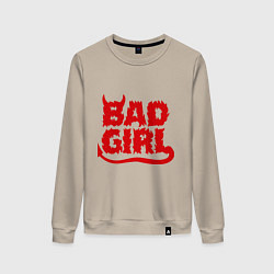 Свитшот хлопковый женский Bad Girl, цвет: миндальный