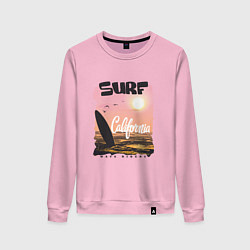 Свитшот хлопковый женский Surf California, цвет: светло-розовый