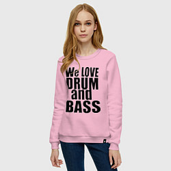 Свитшот хлопковый женский We love drum and bass music, цвет: светло-розовый — фото 2