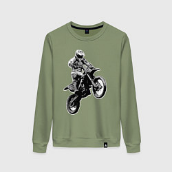 Свитшот хлопковый женский Мотокросс, цвет: авокадо