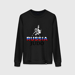 Свитшот хлопковый женский Russia judo, цвет: черный