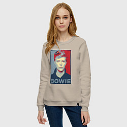 Свитшот хлопковый женский Bowie Poster, цвет: миндальный — фото 2