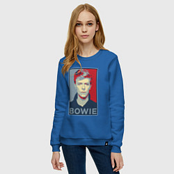 Свитшот хлопковый женский Bowie Poster, цвет: синий — фото 2
