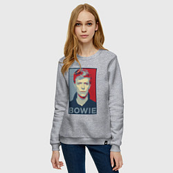 Свитшот хлопковый женский Bowie Poster, цвет: меланж — фото 2