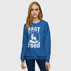 Свитшот хлопковый женский FAST FOOD олень в прицеле, цвет: синий — фото 2