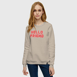 Свитшот хлопковый женский Hello Friend, цвет: миндальный — фото 2