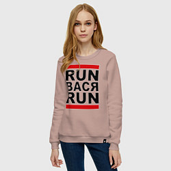 Свитшот хлопковый женский Run Вася Run, цвет: пыльно-розовый — фото 2