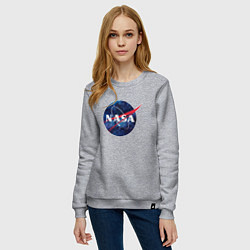 Свитшот хлопковый женский NASA: Cosmic Logo, цвет: меланж — фото 2