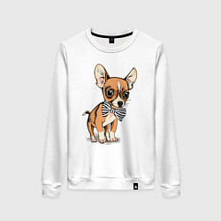 Свитшот хлопковый женский Чихуахуа с бабочкой, цвет: белый