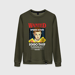 Свитшот хлопковый женский Wanted: Eggo Thief / 11, цвет: хаки