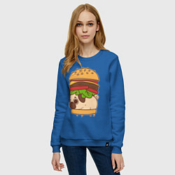 Свитшот хлопковый женский Мопс-бургер, цвет: синий — фото 2