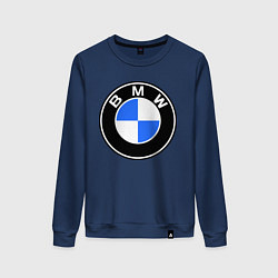 Свитшот хлопковый женский Logo BMW, цвет: тёмно-синий