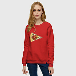 Свитшот хлопковый женский Твой кусочек пиццы, цвет: красный — фото 2