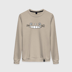 Свитшот хлопковый женский Totoro face, цвет: миндальный