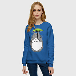 Свитшот хлопковый женский Totoro с зонтом, цвет: синий — фото 2