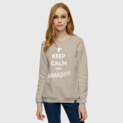 Свитшот хлопковый женский Keep Calm & WAAAGH, цвет: миндальный — фото 2