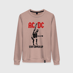 Свитшот хлопковый женский AC/DC: Stiff Upper Lip, цвет: пыльно-розовый