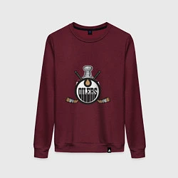 Свитшот хлопковый женский Edmonton Oilers Hockey, цвет: меланж-бордовый