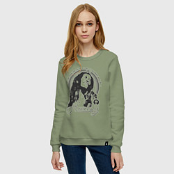 Свитшот хлопковый женский Bob Marley: Island, цвет: авокадо — фото 2