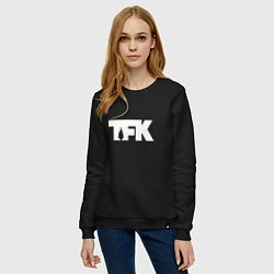 Свитшот хлопковый женский TFK: White Logo, цвет: черный — фото 2