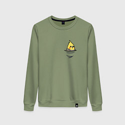 Свитшот хлопковый женский Попугай в кармане, цвет: авокадо