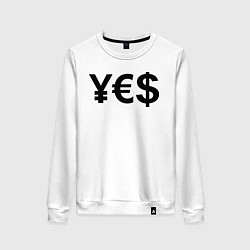Свитшот хлопковый женский YE$, цвет: белый