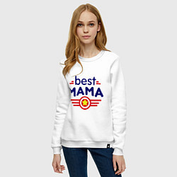 Свитшот хлопковый женский Best mama logo, цвет: белый — фото 2