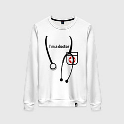 Свитшот хлопковый женский I m doctor, цвет: белый