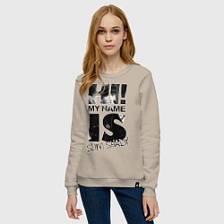 Свитшот хлопковый женский My name is slim shady, цвет: миндальный — фото 2