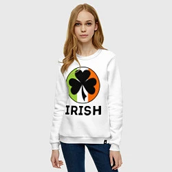 Свитшот хлопковый женский Irish - цвет флага, цвет: белый — фото 2