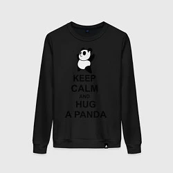 Свитшот хлопковый женский Keep Calm & Hug A Panda, цвет: черный