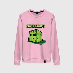 Свитшот хлопковый женский Minecraft Creeper, цвет: светло-розовый
