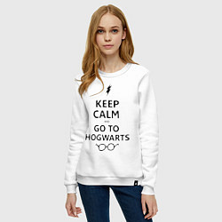 Свитшот хлопковый женский Keep Calm & Go To Hogwarts, цвет: белый — фото 2