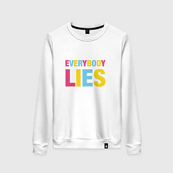 Свитшот хлопковый женский Everybody Lies, цвет: белый