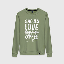 Свитшот хлопковый женский Ghouls Love Coffee, цвет: авокадо
