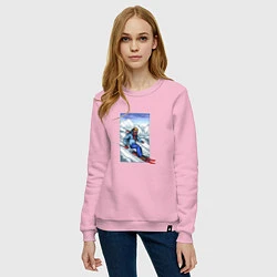 Свитшот хлопковый женский Лыжный Спорт, цвет: светло-розовый — фото 2