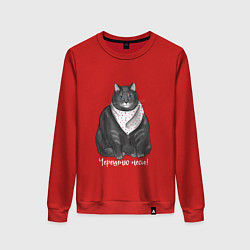 Свитшот хлопковый женский Черешню неси, цвет: красный