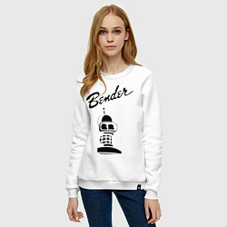 Свитшот хлопковый женский Bender monochrome, цвет: белый — фото 2