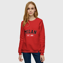 Свитшот хлопковый женский FC Milan Est. 1899, цвет: красный — фото 2