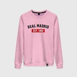 Свитшот хлопковый женский FC Real Madrid Est. 1902, цвет: светло-розовый