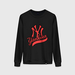 Свитшот хлопковый женский New York Yankees logo, цвет: черный
