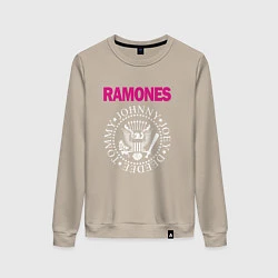 Свитшот хлопковый женский Ramones Boyband, цвет: миндальный