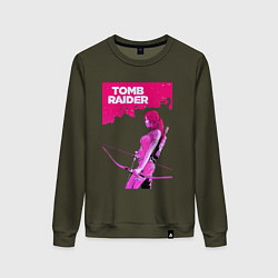 Свитшот хлопковый женский Tomb Raider: Pink Style, цвет: хаки