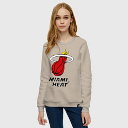Свитшот хлопковый женский Miami Heat-logo, цвет: миндальный — фото 2
